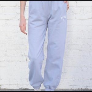 BRANDY MELVILLE Blue Gray Sweatpants NY Embroidery